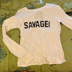 White Savage Barbell top with cutout in the back